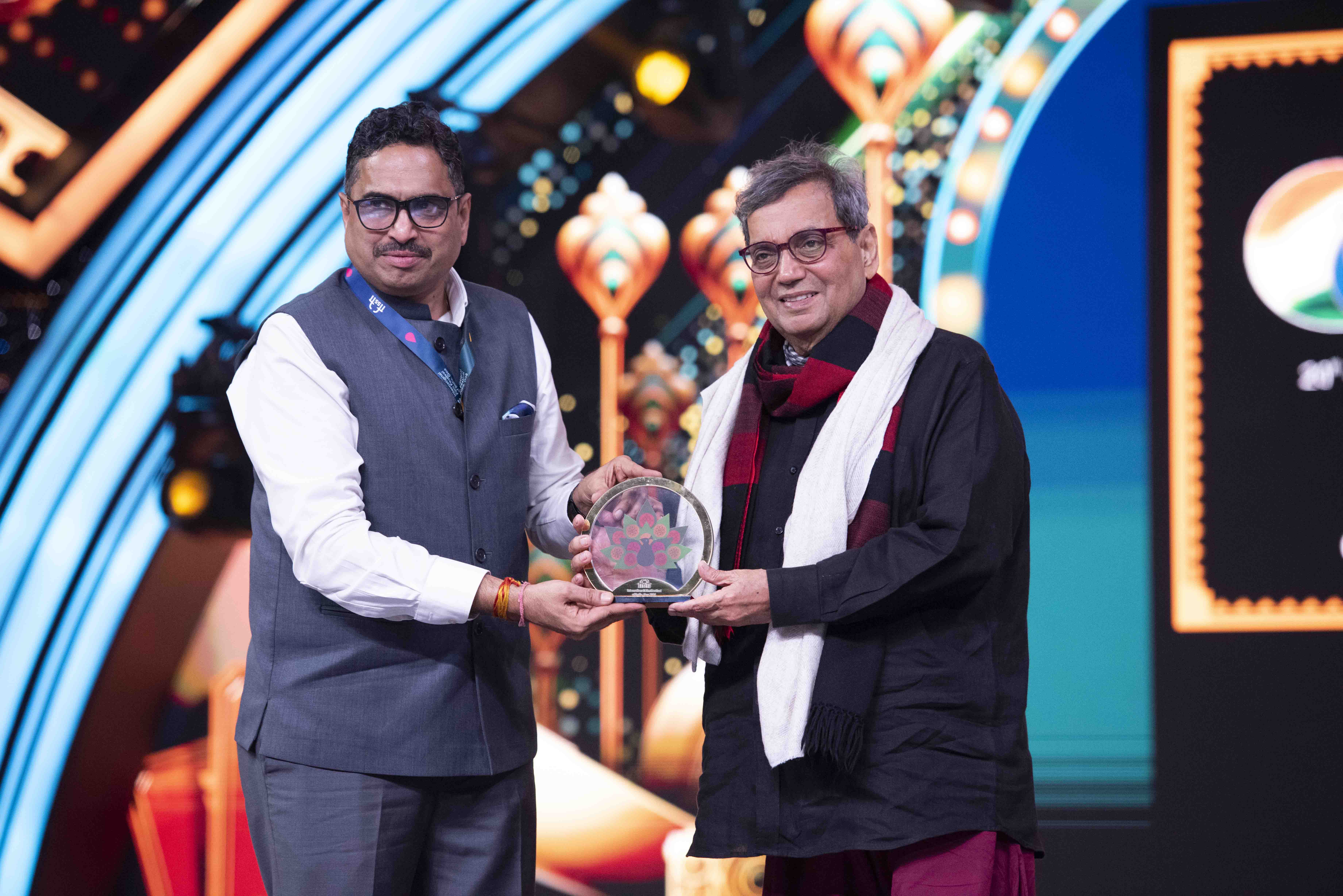 Film director and producer Subhash Ghai and Secretary, Ministry of I&B, Sanjay Jaju graces the stage with their presence at the IFFI opening ceremony copy